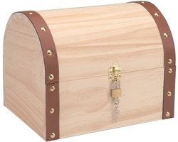 Houten kist - met hangslotje - 27 x 18 x 20 cm - opbergkistje - zelf te beschilderen/decoreren