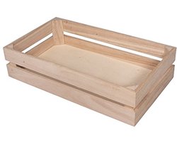 Houten kist met latten-look – FSC-gecertificeerd, 35,5 x 20,3 x 8,4 cm