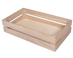 Houten kist met latten-look – FSC-gecertificeerd, 35,5 x 20,3 x 8,4 cm