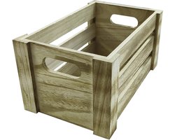 Houten kist - Opbergbox decoratie - Fiets transport - Met handgrepen - 37 x 27 x 18 cm - Natuurlijk hout