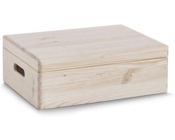 Houten Kist - Opbergkist Lade - Spullen Opbergen - FSC Gecertificeerd - 40 x 30 cm - Naturel