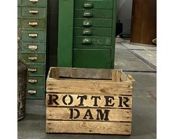 Houten Kist ROTTERDAM | LiefsLabel | Handgemaakt | Krat | Fruitkist | Veilingkrat | Souvenir | Opbergkist | Speelgoedkist | Krantenbak | Verhuiscadeau | Cadeau Housewarming | Vintage