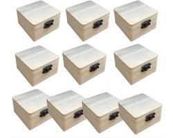 Houten Kist Set - Opbergdozen Knutselen - Creatief Hobby Gebruik - Natuurlijk Hout Materiaal - 10 Stuks 8cm - Natuurlijk