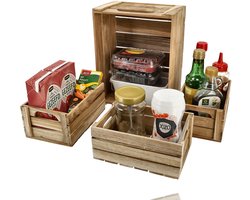 Houten Kist Set van 4 – Houten Kisten en Hout Kistjes voor Opbergbox, Fruitkisten, Houten Bakken, Houten Opbergkist en Opslagboxen – Perfect voor Kerstpakketten, Fruitmand of Hobbyruimte