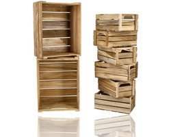 Houten Kist Set van 8 – Hout Kistjes voor Opbergbox, Fruitkisten, Houten Bakken, Houten Opbergkist en Opslagboxen - Houten Kisten voor Kerstpakketten, Fruitmand of Hobbyruimte