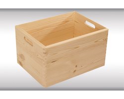 Houten kist, stapelbaar, 40x30x23 cm, handgrepen, FSC®-gecertificeerd hout