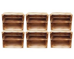 Houten Kisten als Schoenenrek en Boekenrek - Set van 6 - Gevlamd en Massief
