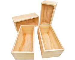 Houten Kisten - Decoratie en Opberging - Set van 4 - Grenenhout - 20x10x8 cm