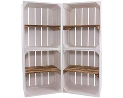 Houten Kisten - Opbergboxen - Meubels Maken - Gevlamd Uiterlijk - 50x40x30cm Set 8 - Wit