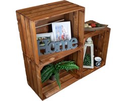 Houten Kisten Set van 3 - Stevige Opbergrekken voor Schoenen en Meubels