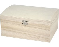 Houten kistje - 2x - onbedrukt - lichtbruin - 16 x 11 x 8 cm - metalen sluiting - schatkistje/juwelen kistje