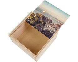 Houten Kistje - Decoratieve Box - Sieraden Opbergen - Rustieke Uitstraling - 11 x 11 x 35 cm - Licht Dennen