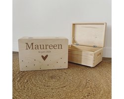 Houten kistje met opdruk - kraamcadeau - Decoratie kinderkamer - Herinneringsdoos - Kraamcadeau - Cadeau baby - Memory box - Babyshower -