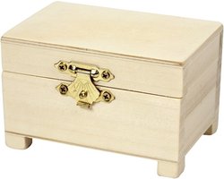 Houten kistje onbedrukt - 6x 9 x 6 cm - DIY/hobby blanco sieradenkistje - schatkistje