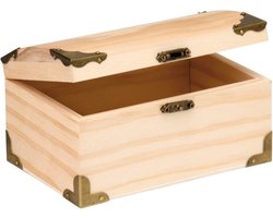 Houten kistje ronde deksel 15 x 9,5 cm - Hobby/knutselmateriaal - Houten kistjes - Te beschilderen en versieren