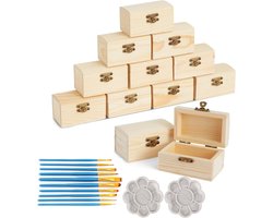 Houten Kistjes - Mini Schatkistjes - Creatief Knutselen - Set van 10 - 8.9 cm breed - Naturel Hout