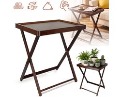 Houten Klaptafel Van Gemiddelde Grootte - Natuurlijk Hout Opvouwbaar En Draagbaar - Voor Tuin Binnenplaats Terras Balkon En Kamperen - 40x30x44 cm