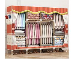 Houten Kledingrek - Garderobekast - Kleding Opbergen - Met Deksel - Maat B - Oranje