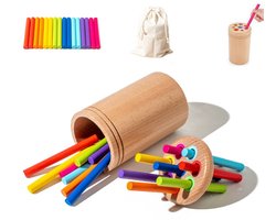 Houten kleurmatchspeelgoed, Montessori-speelgoed voor peuters, sensorisch reispeelgoed ter bevordering van de fijne motoriek, cadeaus voor jongens en meisjes