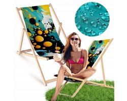 Houten Kleurrijke Abstracte Ligstoel - Bukshout, Verstelbaar