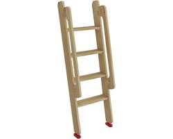 Houten Klimladder - Bedladder Bunkladder - Ruimte Maximaliseren - Antislip Rubberen Voetjes - 125 cm - Houtkleur