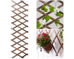Houten Klimrek - Houten Trellis Frame Intrekbare Hek - Klimrek planten - Tuinlatwerk - Uitbreidbaar Houten Rek - Voor Plant Klimmen - Stevig Massief Hout - Uitbreidbaar Design - Voor Binnen en Buiten - 44x23 cm uitschuifbaar tot29x200 cm - 1 Stuks