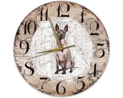 Houten Klok - 30cm - Hond - Mexicaanse Naakthond