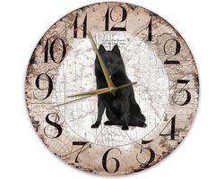 Houten Klok - 30cm - Hond - Schipperke