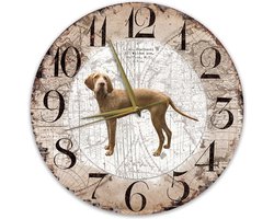 Houten Klok - 30cm - Hond - Vizsla Draadhaar