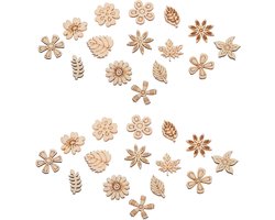 Houten Knutselvormen - Bloemen Bladeren - Creatief Knutselen - Natuurlijke Houtnerf - 400 Stuks - Houtkleurig