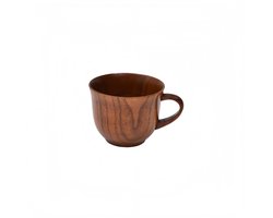 Houten koffiemok met handvat en rand - inhoud ca. 200 ml - geschikt voor restaurants, cafés en thuisgebruik - 11*8,5*7 cm - natuurlijke houtkleur - 1 stuk