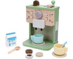 Houten Koffiezetapparaat - Speelkeuken Speelgoed - Rollenspel Kinderen - Geluid en Licht - 15 x 12 x 21 cm