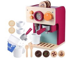 Houten Koffiezetapparaat Voor Kinderen, Montessori Speelgoed, Geschikt Voor Kinderen Van 3 Jaar En Ouder, Met Melkblikken En Accessoires, Educatief Speelgoed, Rollenspel, Verjaardagscadeaus Voor Jongens En Meisjes