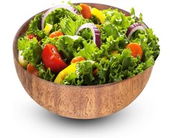 Houten kom en dipschalen set van massief acaciahout - keukenapparatuur voor salade, soep, rijst - grote fruitschaal