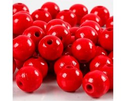 Houten Kralen - Rood - Rode Kralen - Kralen van Hout - Sieraden Maken - Dia: 10mm - Gatgrootte: 3mm - 20g - 70 stuks