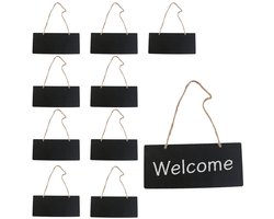 Houten Krijtborden - Multifunctioneel - Set van 10 - Vintage Design - 18x8 cm