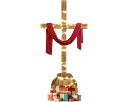 Houten kruis met sokkel - decoratief kruis - 1 stuk - massief hout - 53 x 30 cm