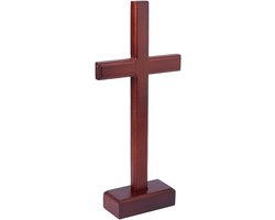 Houten kruisbeeld - Donkerrood - staand of hangend - 31,5 x 14,5 cm