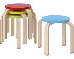 Houten Kruk 36x36x30 cm – Decoratieve Stoel – Multicolor