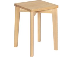 Houten Kruk - Houten Zitting - Houten Zitstok - Houten Ottomaanse - Hardhouten Bank - Houten Rust - Beuken Stand - Natuurlijke Houtkleur - 18,3 x 18,1 x 6,5 inch