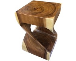 Houten Kruk Matrino Vierkant - Authentiek Suar Hardhout - Handgemaakt en Uniek Design Duurzaam en Stijlvol - L30 x B30 x H45 – Tall Men Standing