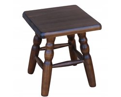 Houten Kruk met Gedraaide Poten - Bruin (Noten)