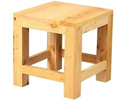 Houten Kruk - Voetenbankje - Extra zitplaats - Hard dicht hout - 22x215x215 cm - Licht