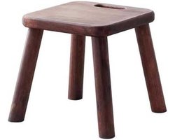 Houten Kruk - Voetenbankje - Extra zitplek - Met handgrepen - 25 cm hoog - Houtkleur