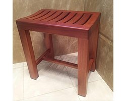 Houten Krukje - Voetenbankje Opbergrek - Badkamer Gebruik - Massief Hout Anti-slip - 42x28x43cm - Multicolor