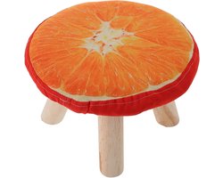 Houten Krukje - Voetenbankje Sierobject - Schoenen Wisselen - Creatief Oranje Design - 45x35x35cm - Multicolor