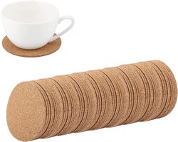 Houten Kurken Onderzetters voor Dranken - Absorberende Onderzetters voor Koffie, Thee en Tafelaccessoires - Set van 100 Stuks voor Thuis, Bar en Bruiloft