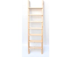 Houten Ladder - Hoogslaper Toegang - Kinderkamer Gebruik - Handgemaakt Grenenhout - 50cm Breed 275cm Hoog - Geel