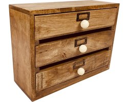 Houten Lade Organizer - Bureau Opberger - Bureau Ordenen - Drie Laden - 28 cm - Bruin