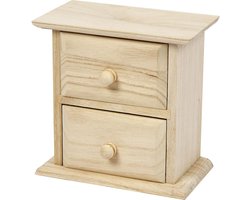 Houten Ladekastje - Mini Meubel - Decoreren Knutselen - Natuurlijk Hout - 13x7.5x13 cm - Beige
